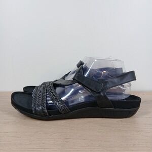 Baretraps Jalen Sandals Women 11W Black Braided Strap Comfort Slingback